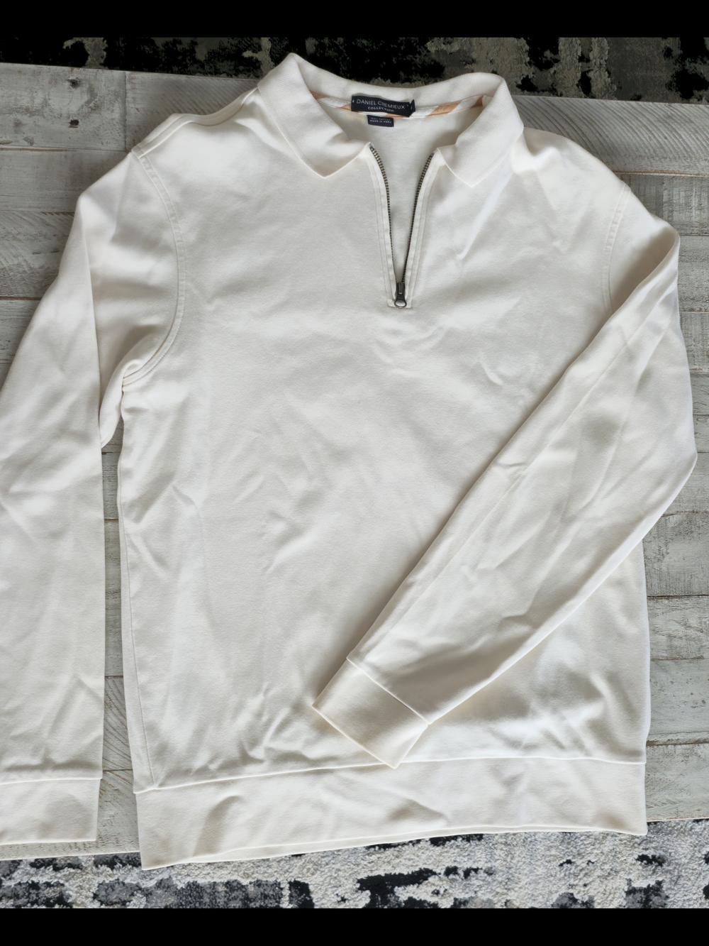 Daniel Cremieux Ivory Zip-Front Polo Sweater